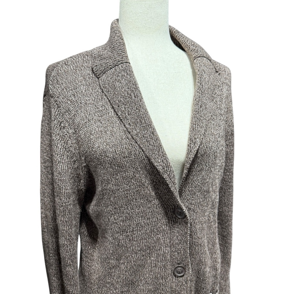 Eddie Bauer Shawl Collar Marled Brown Cardigan Size Medium Grandpa Outdoor Long - Picture 3 of 11